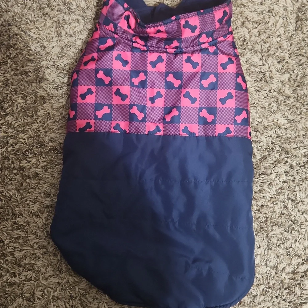 Pink And Blue Fleece Lined Dog Jacket